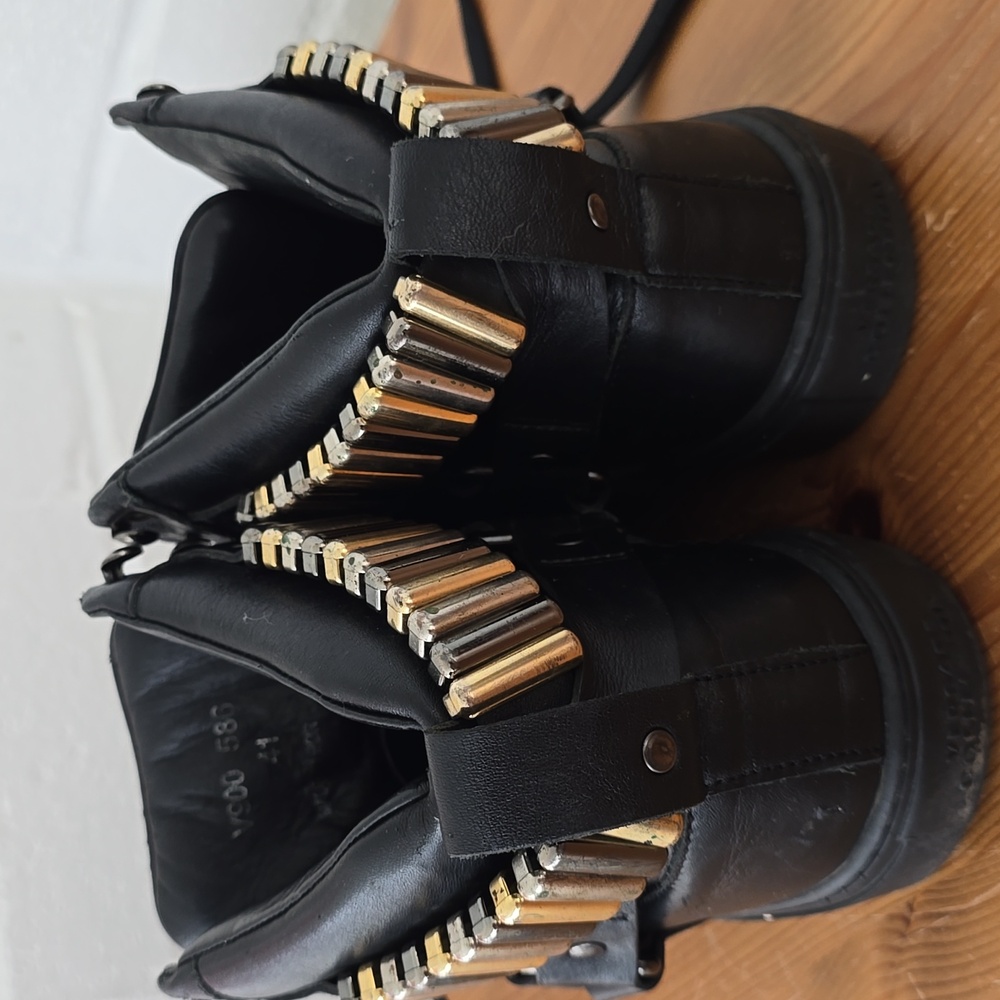 Versace Collection Black Leather Medallion High Top Sneakers Size 41 - Picture 4 of 13